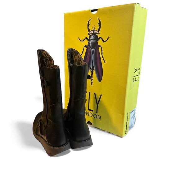 Fly London MES 2 Buckle Moto Leather Mid-Calf Boots Women’s 40 Zip RUG Sole - Picture 10 of 12